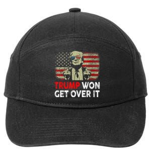 Trump Won Get Over It Patriotic Pro Trump Anti Kamala Funny 7-Panel Snapback Hat