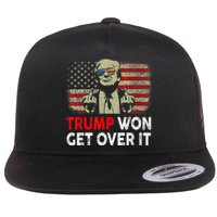 Trump Won Get Over It Patriotic Pro Trump Anti Kamala Funny Flat Bill Trucker Hat