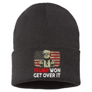 Trump Won Get Over It Patriotic Pro Trump Anti Kamala Funny Sustainable Knit Beanie