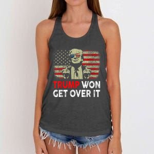 Trump Won Get Over It Patriotic Pro Trump Anti Kamala Funny Women's Knotted Racerback Tank