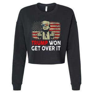 Trump Won Get Over It Patriotic Pro Trump Anti Kamala Funny Cropped Pullover Crew