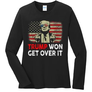 Trump Won Get Over It Patriotic Pro Trump Anti Kamala Funny Ladies Long Sleeve Shirt