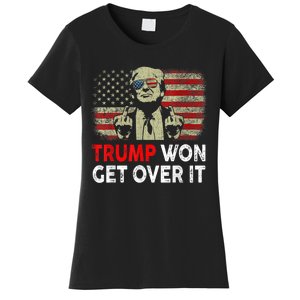 Trump Won Get Over It Patriotic Pro Trump Anti Kamala Funny Women's T-Shirt