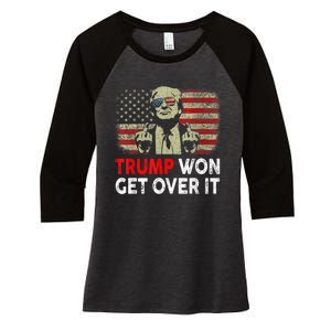 Trump Won Get Over It Patriotic Pro Trump Anti Kamala Funny Women's Tri-Blend 3/4-Sleeve Raglan Shirt