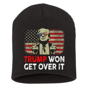 Trump Won Get Over It Patriotic Pro Trump Anti Kamala Funny Short Acrylic Beanie