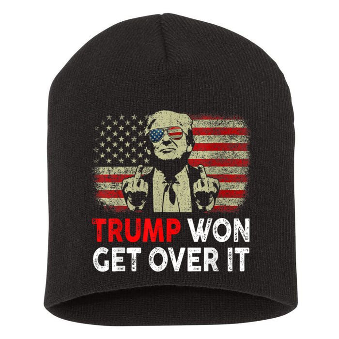 Trump Won Get Over It Patriotic Pro Trump Anti Kamala Funny Short Acrylic Beanie