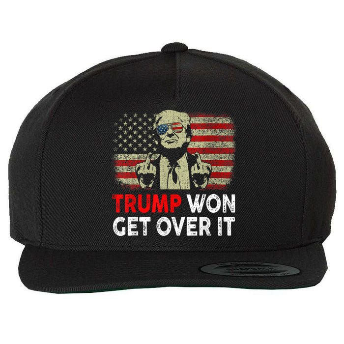 Trump Won Get Over It Patriotic Pro Trump Anti Kamala Funny Wool Snapback Cap