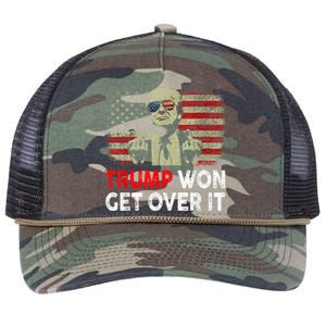 Trump Won Get Over It Patriotic Pro Trump Anti Kamala Funny Retro Rope Trucker Hat Cap