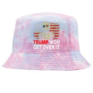 Trump Won Get Over It Patriotic Pro Trump Anti Kamala Funny Tie-Dyed Bucket Hat