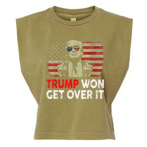 Trump Won Get Over It Patriotic Pro Trump Anti Kamala Funny Garment-Dyed Women's Muscle Tee