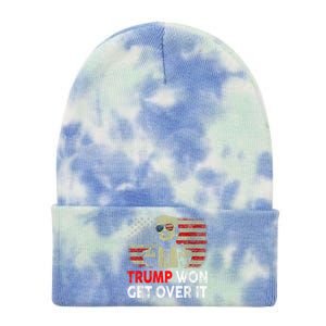 Trump Won Get Over It Patriotic Pro Trump Anti Kamala Funny Tie Dye 12in Knit Beanie