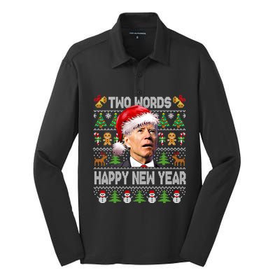 Two Words Happy New Year Joe Biden Christmas Sweater Great Gift Silk Touch Performance Long Sleeve Polo