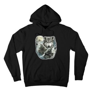 Three Wolves Howling At The Moon Wolf Lover Hoodie