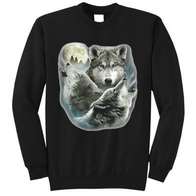 Three Wolves Howling At The Moon Wolf Lover Sweatshirt