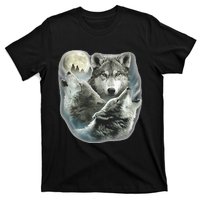 Three Wolves Howling At The Moon Wolf Lover T-Shirt