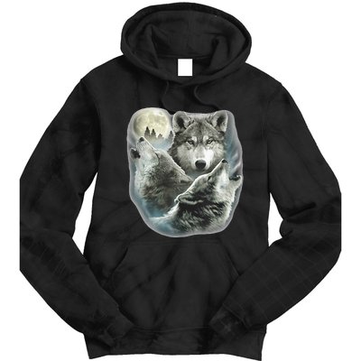 Three Wolves Howling At The Moon Wolf Lover Tie Dye Hoodie