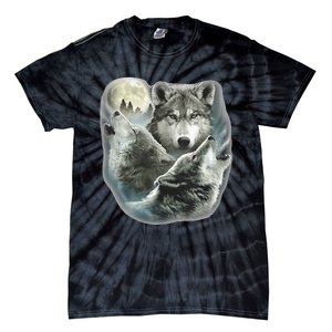 Three Wolves Howling At The Moon Wolf Lover Tie-Dye T-Shirt