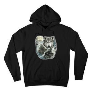 Three Wolves Howling At The Moon Wolf Lover Tall Hoodie