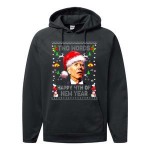 Two Words Happy 4th Of Easter Joe Biden Christmas Sweater  Performance Fleece Hoodie