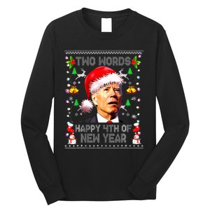 Two Words Happy 4th Of Easter Joe Biden Christmas Sweater  Long Sleeve Shirt