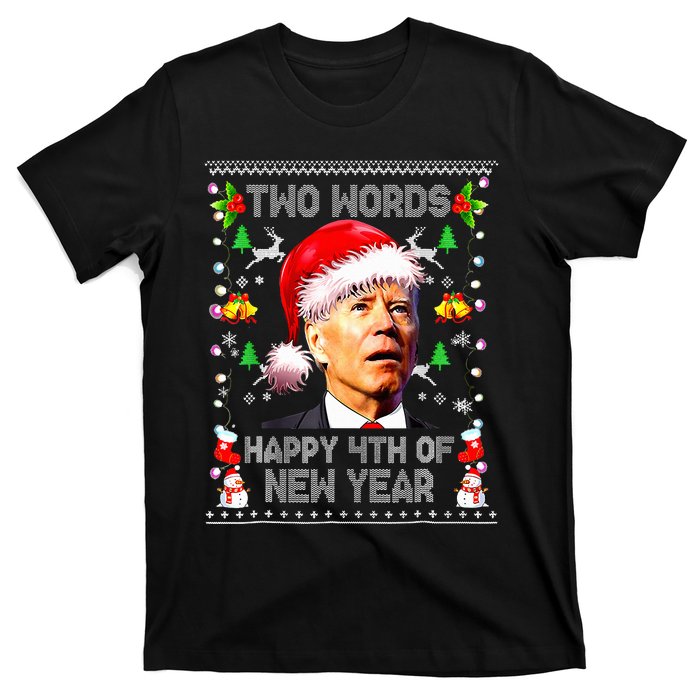 Two Words Happy 4th Of Easter Joe Biden Christmas Sweater  T-Shirt