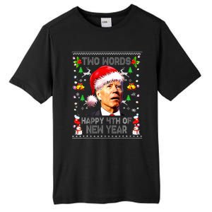 Two Words Happy 4th Of Easter Joe Biden Christmas Sweater  Tall Fusion ChromaSoft Performance T-Shirt