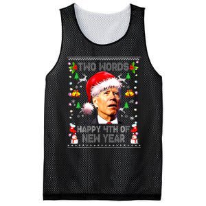 Two Words Happy 4th Of Easter Joe Biden Christmas Sweater  Mesh Reversible Basketball Jersey Tank