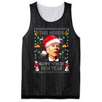 Two Words Happy 4th Of Easter Joe Biden Christmas Sweater  Mesh Reversible Basketball Jersey Tank