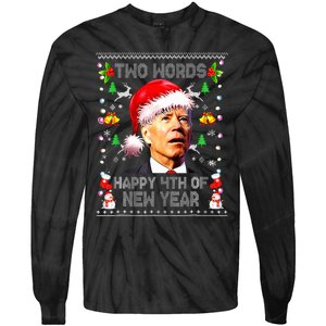 Two Words Happy 4th Of Easter Joe Biden Christmas Sweater  Tie-Dye Long Sleeve Shirt