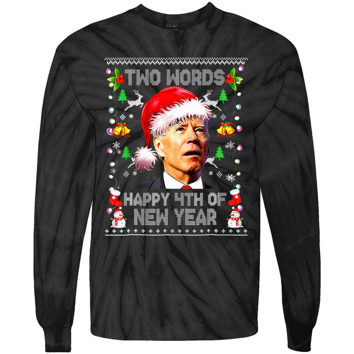 Two Words Happy 4th Of Easter Joe Biden Christmas Sweater  Tie-Dye Long Sleeve Shirt