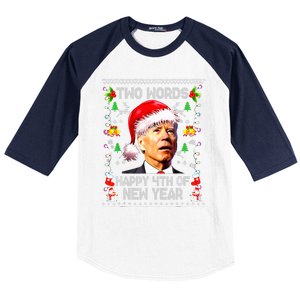 Two Words Happy 4th Of Easter Joe Biden Christmas Sweater  Baseball Sleeve Shirt