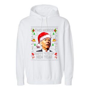 Two Words Happy 4th Of Easter Joe Biden Christmas Sweater  Garment-Dyed Fleece Hoodie