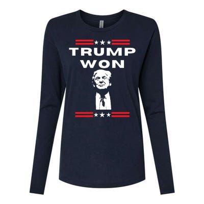 Trump Won, He'll Be Back, Ready To Beat Them A 3rd Time Womens Cotton Relaxed Long Sleeve T-Shirt