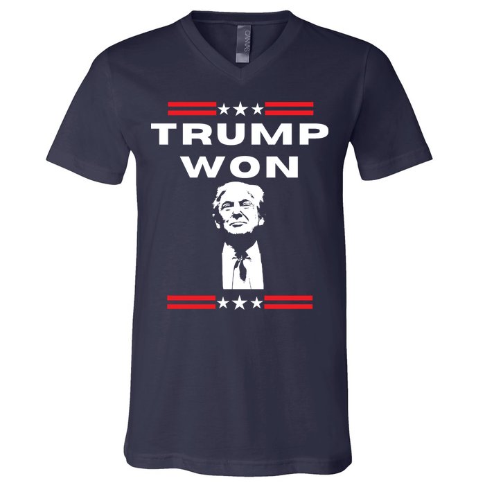 Trump Won, He'll Be Back, Ready To Beat Them A 3rd Time V-Neck T-Shirt
