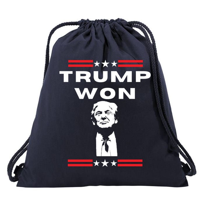 Trump Won, He'll Be Back, Ready To Beat Them A 3rd Time Drawstring Bag