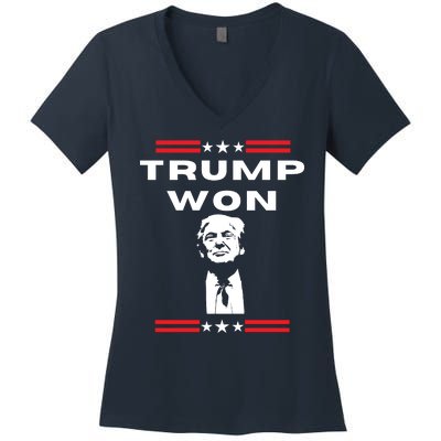 Trump Won, He'll Be Back, Ready To Beat Them A 3rd Time Women's V-Neck T-Shirt