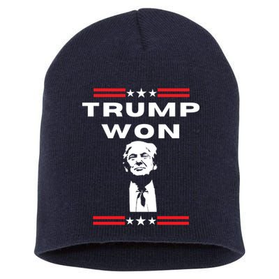 Trump Won, He'll Be Back, Ready To Beat Them A 3rd Time Short Acrylic Beanie