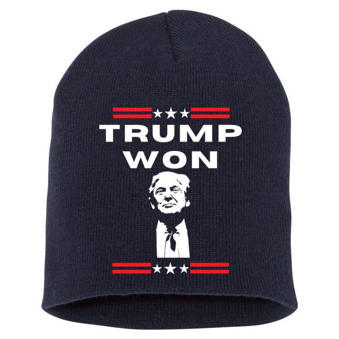 Trump Won, He'll Be Back, Ready To Beat Them A 3rd Time Short Acrylic Beanie