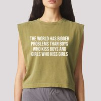 The World Has Bigger Problems Than Who Gift Garment-Dyed Women's Muscle Tee
