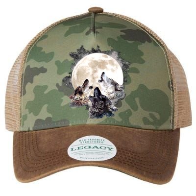 Three Wolves Howling At The Moon Wolf Lover Legacy Tie Dye Trucker Hat