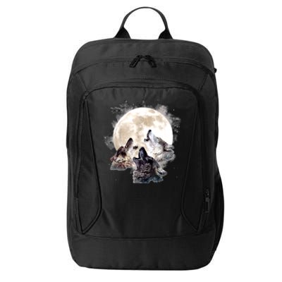 Three Wolves Howling At The Moon Wolf Lover City Backpack