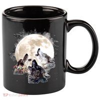 Three Wolves Howling At The Moon Wolf Lover 11oz C Handle Ceramic Mug