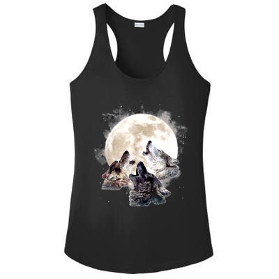 Three Wolves Howling At The Moon Wolf Lover Ladies PosiCharge Competitor Racerback Tank
