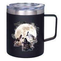 Three Wolves Howling At The Moon Wolf Lover 12oz Stainless Steel Coffee Mug