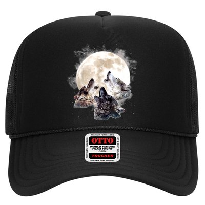 Three Wolves Howling At The Moon Wolf Lover Trucker Hat