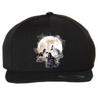 Three Wolves Howling At The Moon Wolf Lover Wool Snapback Cap