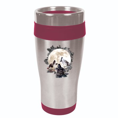 Three Wolves Howling At The Moon Wolf Lover 16oz Travel Tumbler