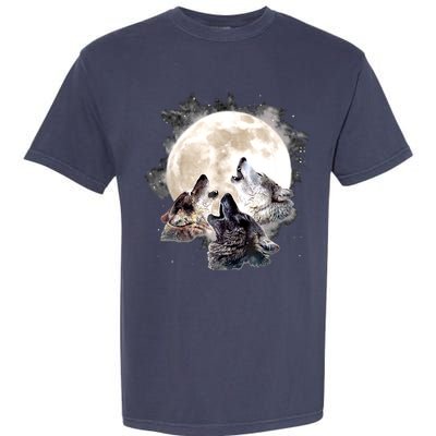 Three Wolves Howling At The Moon Wolf Lover Garment-Dyed Heavyweight T-Shirt