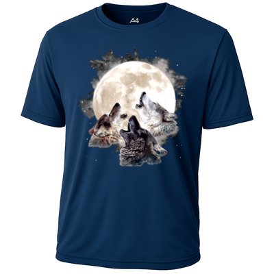 Three Wolves Howling At The Moon Wolf Lover Performance Shirt