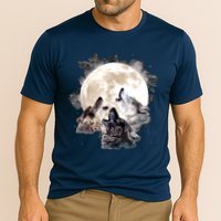 Three Wolves Howling At The Moon Wolf Lover Cooling Performance Crew T-Shirt